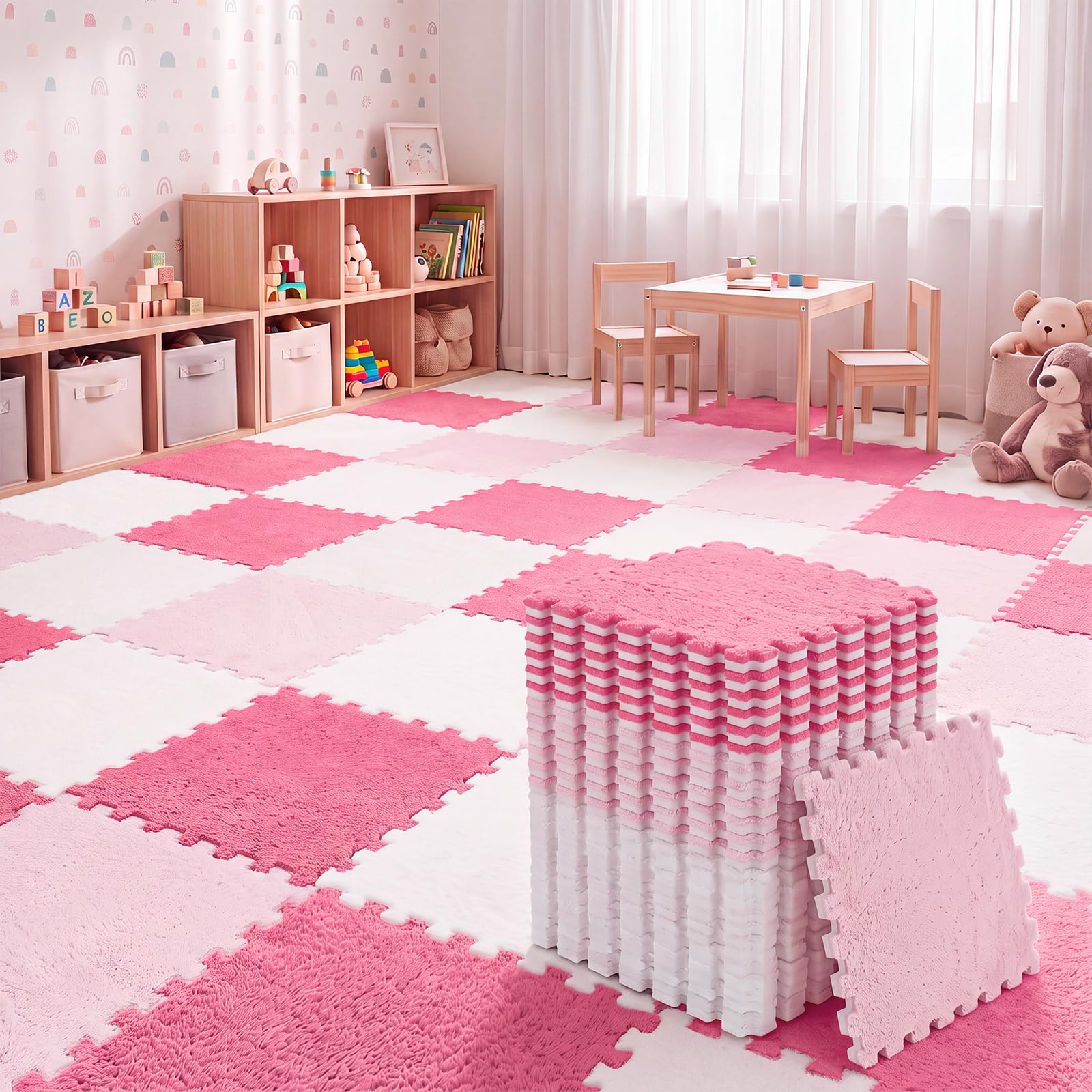 Amazon.com: Amylove 36 Pack Plush Foam Floor Mat Square